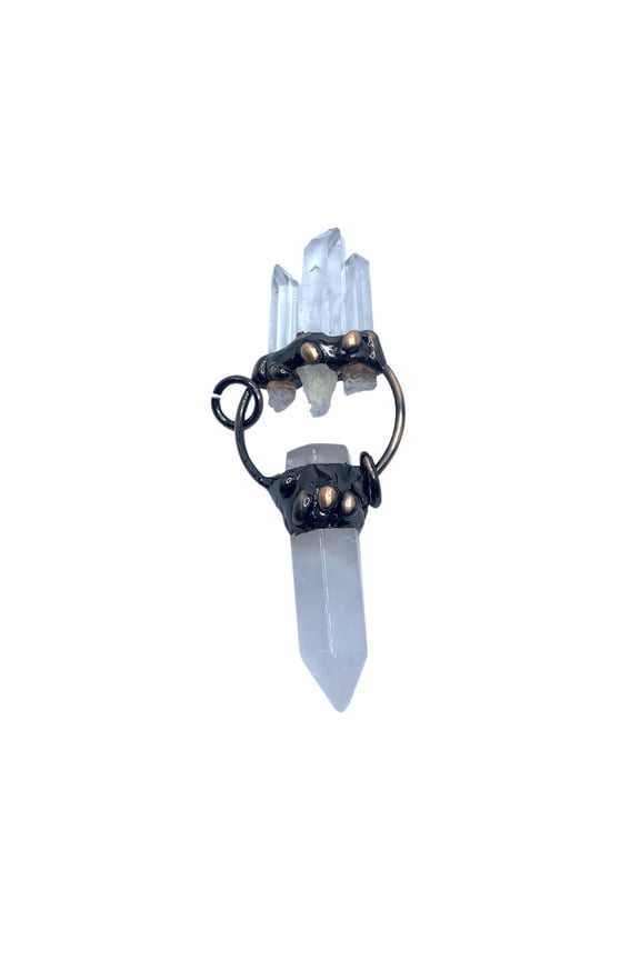 Natural White Quartz Crystal Point Pendant Handcrafted Gemstone Jewelry for Halloween, Meditation, or Gift