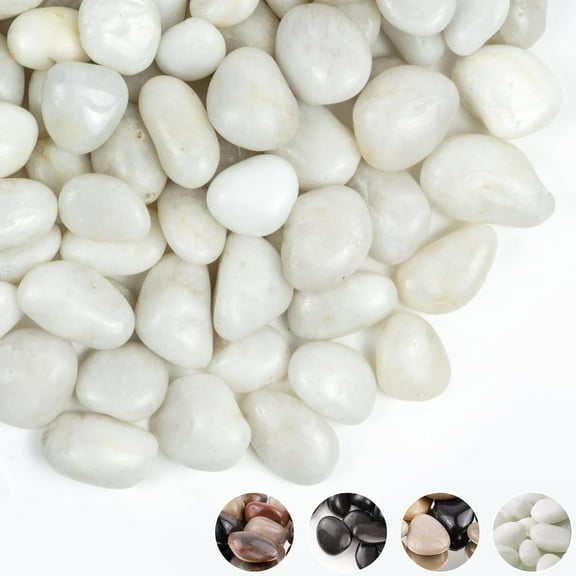 1-2 Inch White Pebbles for Indoor Plants Aquarium, Natural Polished River Rocks for Vase Filler, Fish Tank Decor, Garden Landscaping, Decorative Stones, White
