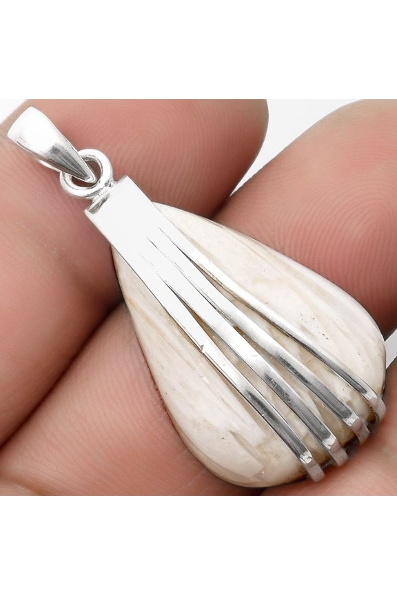 Natural White Scolecite 925 Sterling Silver Pendant Jewelry P-1302 SDP109903