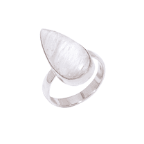 Natural White Scolecite Stone 925 Sterling Silver Statement Ring Jewelry