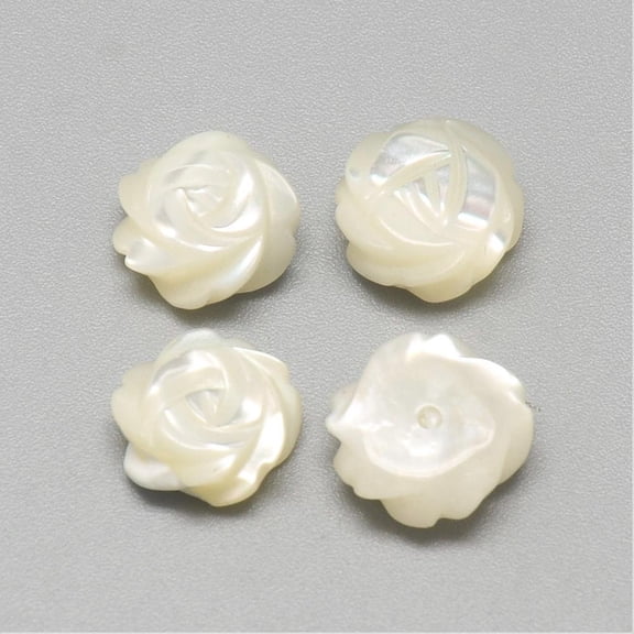 Natural White Shell Mother of Pearl Shell Cabochons Flower Seashell Color 9~10x4mm