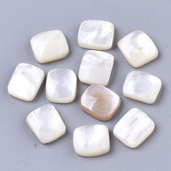 Natural White Shell Mother of Pearl Shell Cabochons Rectangle White 9x8x3mm for DIY