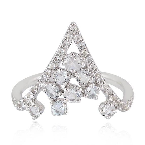 Natural White Topaz Gemstone 925 Sterling Silver Spike Design Women's Jewelry
