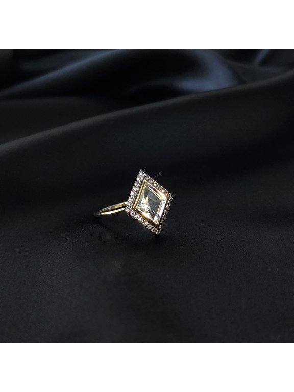 Natural White Topaz Ring, Statement Ring Set in 14K Solid Yellow Gold, April Birthstone Ring, Dainty Ring, Engagement Ring, Topaz Jewelry