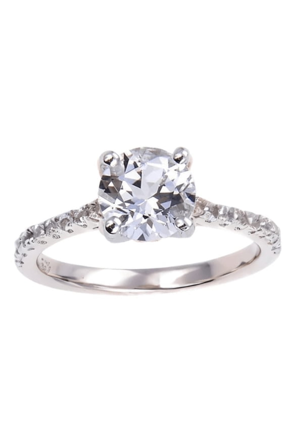 White Topaz Pave Engagement Ring