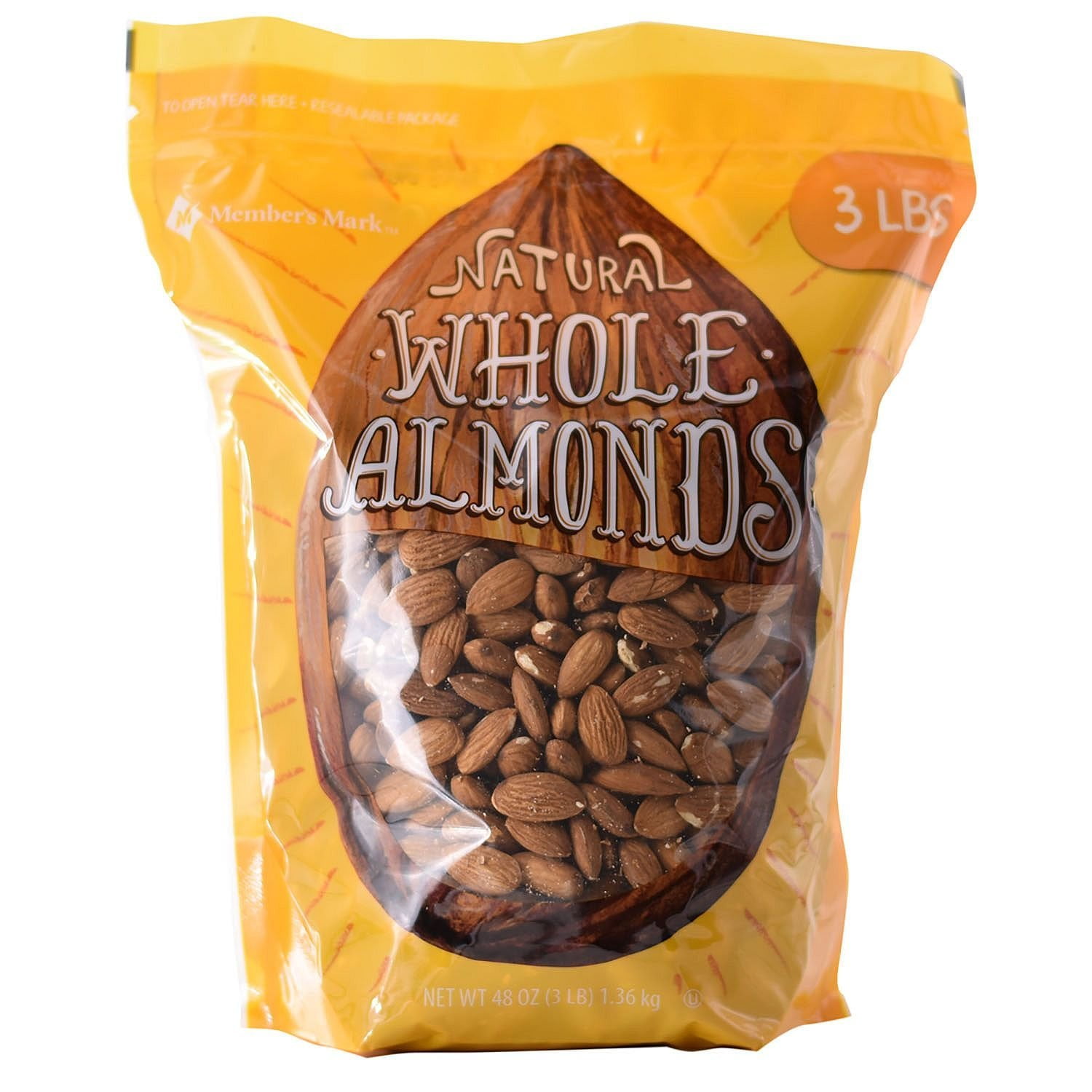 Natural Whole Almonds, 3 Pound