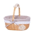 thumbnail image 1 of Natural Wicker Basket with Double Handles & Washable Gingham Liner, Small Hand Woven Empty Basket for Easter Gifts, Picnics, Home Decor, Candy Fruit Storage, 1 of 8