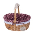 thumbnail image 1 of Natural Wicker Basket with Double Handles & Washable Gingham Liner, Small Hand Woven Empty Basket for Easter Gifts, Picnics, Home Decor, Candy Fruit Storage, 1 of 8