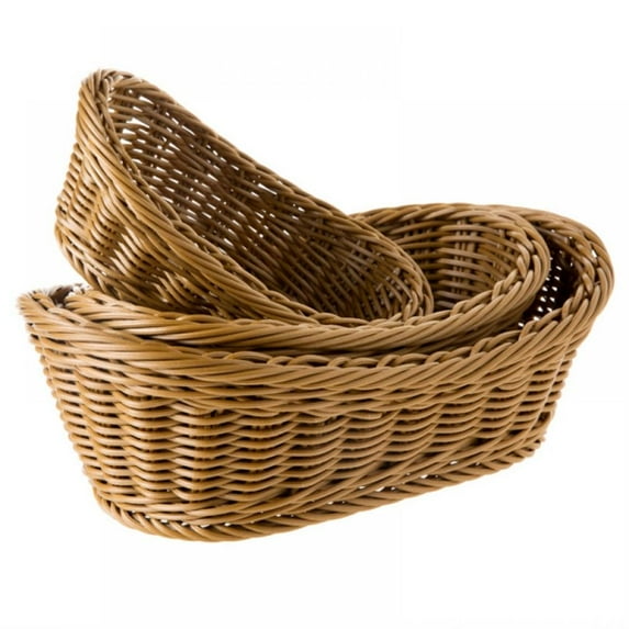 Natural Wicker Bread Baskets, Vintage Oval Food Fruits Serving Baskets, Handmade Rattan Storage Baskets for Kitchen Home
