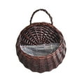 thumbnail image 1 of Natural Wicker Hanging Basket - Wall-Mounted Flower Pot Planter for Indoor Outdoor Garden, Balcony, Patio Decor - Breathable Design with Plastic Liner, 1 of 2