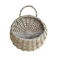 thumbnail image 1 of Natural Wicker Hanging Basket - Wall-Mounted Flower Pot Planter for Indoor Outdoor Garden, Balcony, Patio Decor - Breathable Design with Plastic Liner, 1 of 2