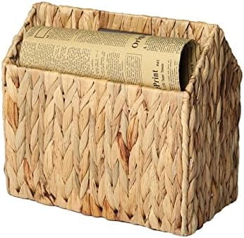 Natural Wicker Magazine Rack Water Hyacinth Divided Magazine Basket ...