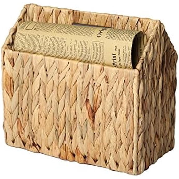 Natural Wicker Magazine Rack Water Hyacinth Divided Magazine Basket Magazine Newspaper Book Holder for Bathroom, Office, Floor$$Home Decor, Kitchen, & Other