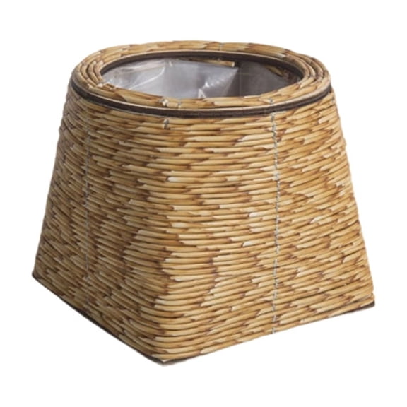 Natural Wicker Planter Basket with Liner, Handwoven Rattan Flower Container for Potted Plants, Lightweight Seagrass Flower Pot Basket for Succulents and Greenery, Indoor Outdoor Home Garden