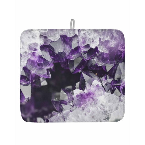 Natural Wild Crystal Agate Stone Dish Drying Mats for Kitchen Counter,Absorbent Microfiber Dish Drainer Rack Mat Abstract Modern Marble Texture Drying Pad for Sinks,Utensils,Countertops,16x18in