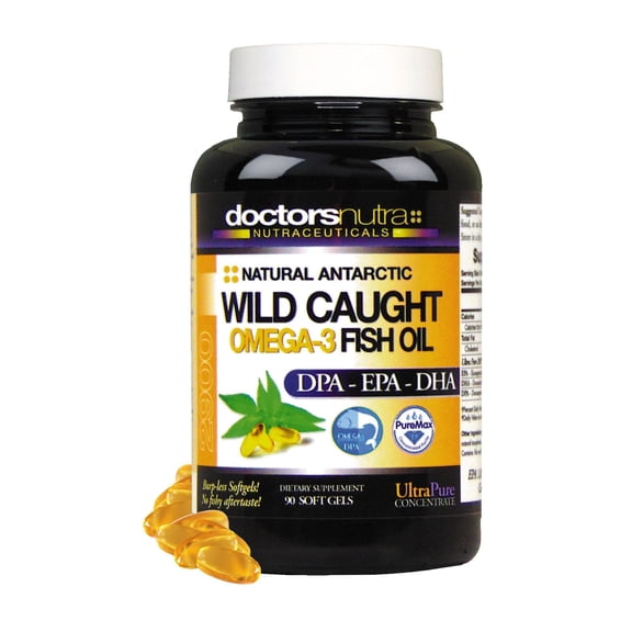 Natural Wild Fish Oil by Doctors Nutra Nutraceuticals - Sustainable Omega 3 DPA-EPA-DHA Oil 2,900 Milligram Supplement - Maximum Strength Ultra Pure Concentrate - 90 Burp-Less Soft-Gels
