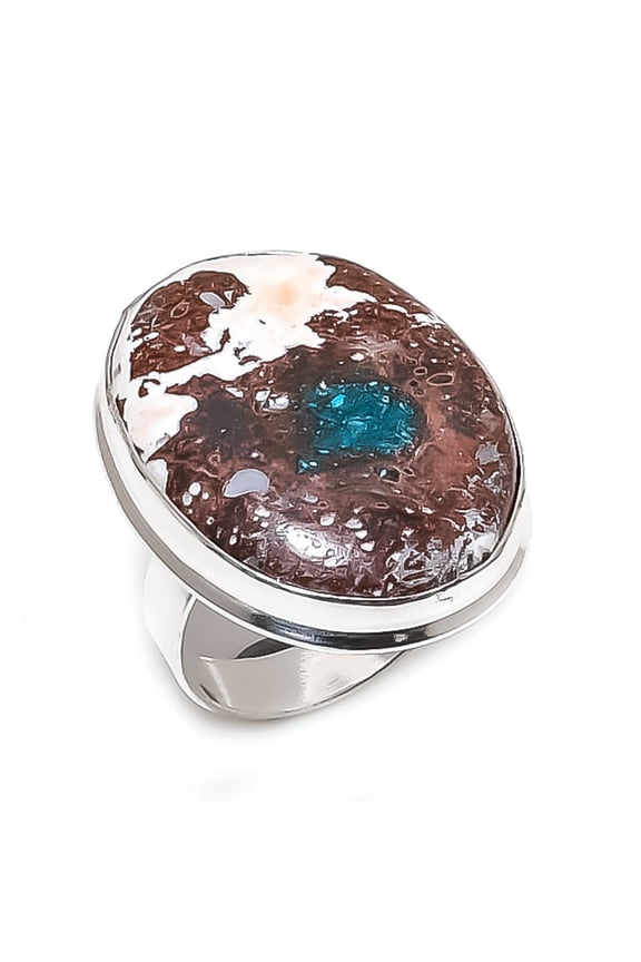 Natural Wild Horse Gemstone 925 Sterling Silver Jewelry Ring Size 9.5