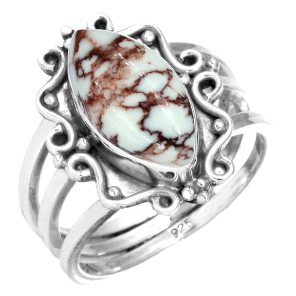 Natural Wild Horse Ring 925 Sterling Silver Handmade Jewelry