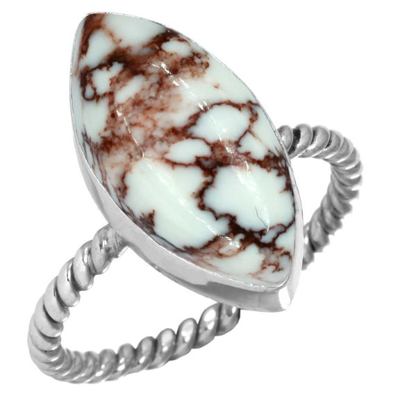 Natural Wild Horse Women Jewelry 925 Sterling Silver Ring