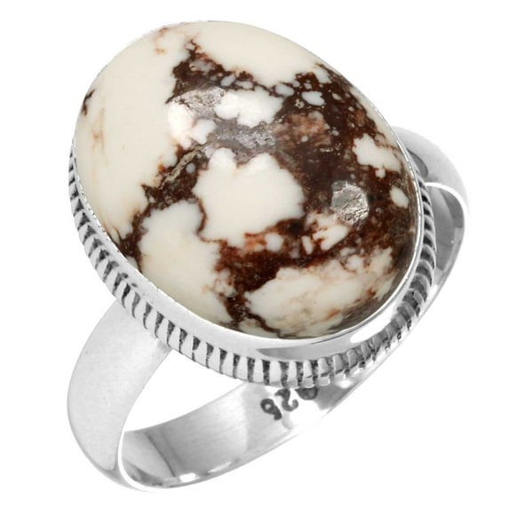 Natural Wild Horse Women Jewelry 925 Sterling Silver Ring