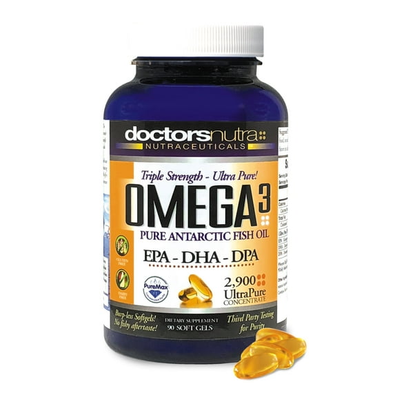 Natural Wild Omega 3 DPA Fish Oil Supplement by Doctors Nutra Nutraceuticals - 2,900 Milligrams Triple Strength Ultra Pure Concentrated, EPA-DPA-DHA, with no Fish-Tasting Burps - 30 Servings