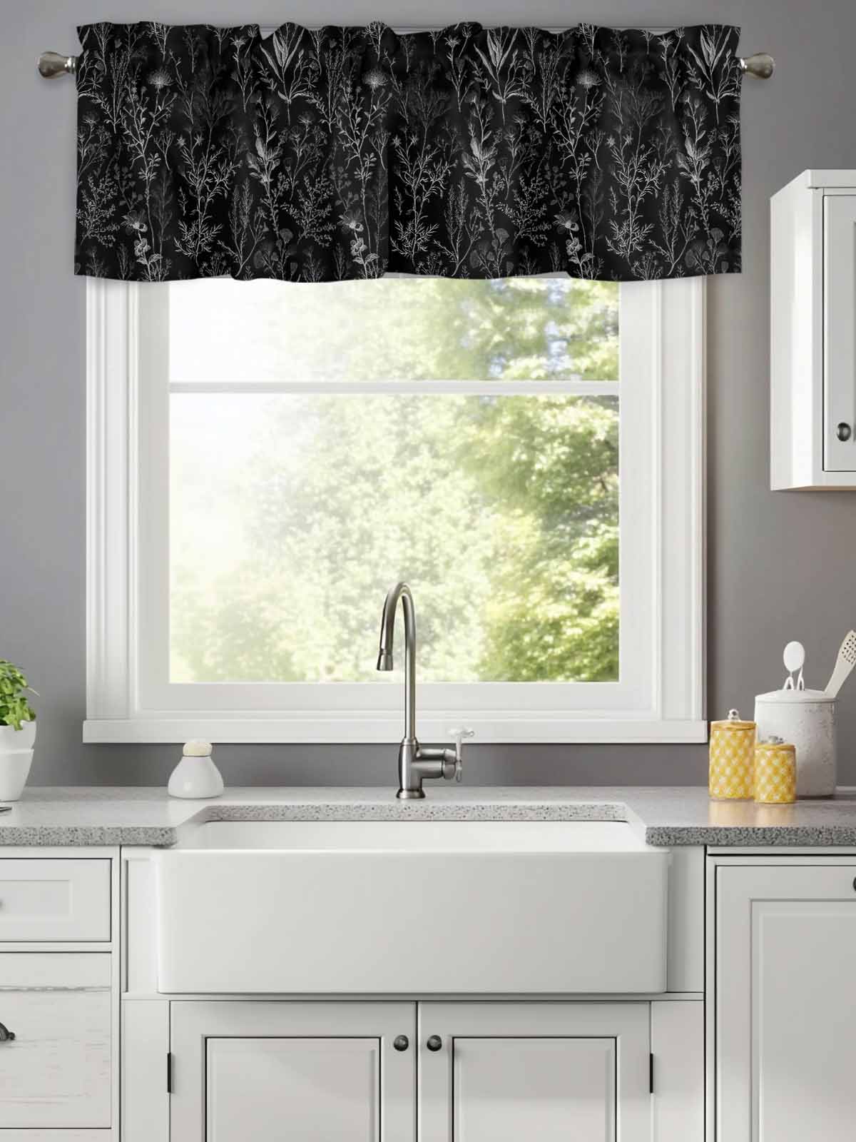 Natural Wild Plant Botanical Leaves Valances for Windows,Rod Pocket ...