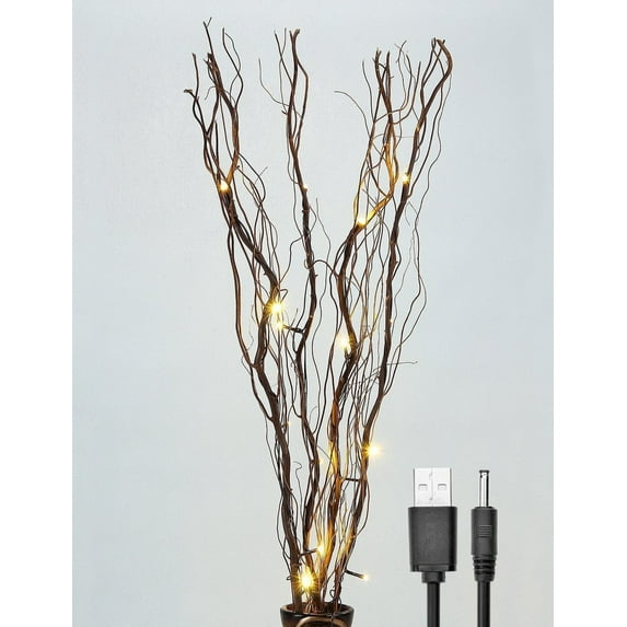 Natural Willow Twig Lighted Branch for Home Decoration, 36'', USB Plug-in and Battery Powered