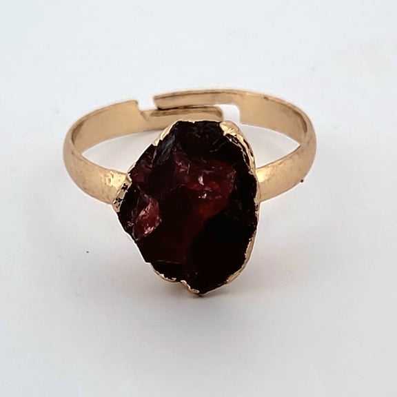 Natural Wine Garnet Gold Adjustable Ring NWGGAR2