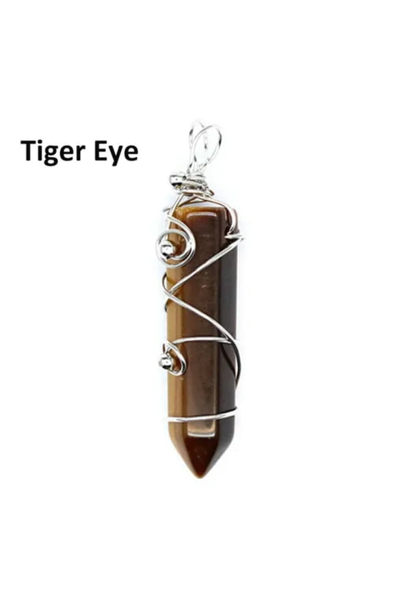 Natural Wire Wrapped Crystal Point Pendant Chakra Quartz Gemstone Reiki Healing