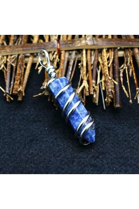 Natural Wire Wrapped Hexagonal Quartz Point Crystal Pendant Chakra Healing Reiki