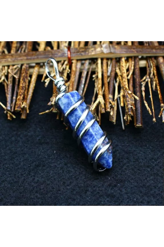 Natural Wire Wrapped Hexagonal Quartz Point Crystal Pendant Chakra Healing Reiki