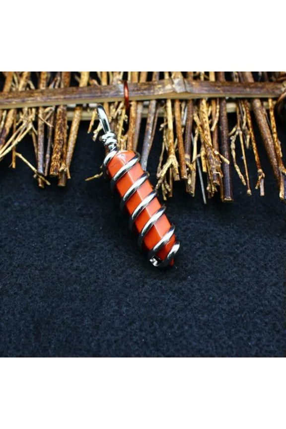 Natural Wire Wrapped Hexagonal Quartz Point Crystal Pendant Chakra Healing Reiki
