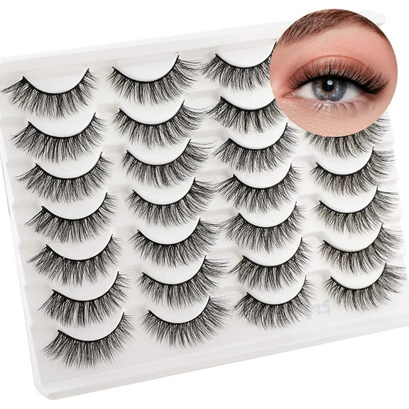 Natural Wispy Lashes, Faux Mink Lashes with Ultra-thin Black Band, 3D Air Triple Double Effect, W-shaped Fine Pile for a Feathered Finish, Cruelty-Free & Vegan, 14 Pairs