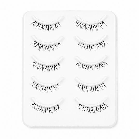 Natural Wispy Lower Lashes 5 Pairs 6mm Clear Band Faux Mink Eyelashes