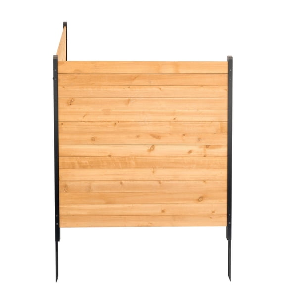 Natural Wood 2-Panel Privacy Fence for AC Unit and Trash Cans, 38" W x 42" L Freestanding Yard Screen, Easy Assembly