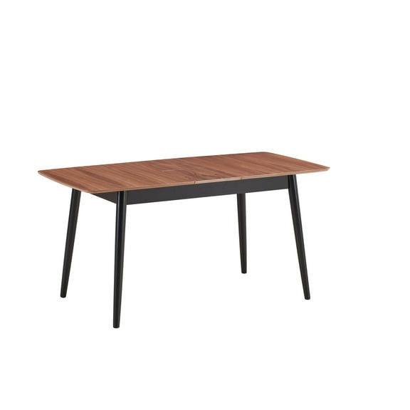 Natural Wood And Black Base - Rectangular Dining Table Appeal Surface With Functionality