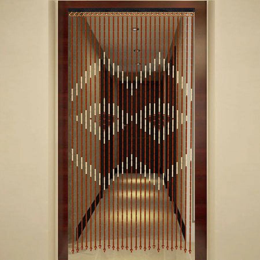 Natural Wood&Bamboo Beaded Curtain Fly Screen for Bath Bedroom Porch Doorway