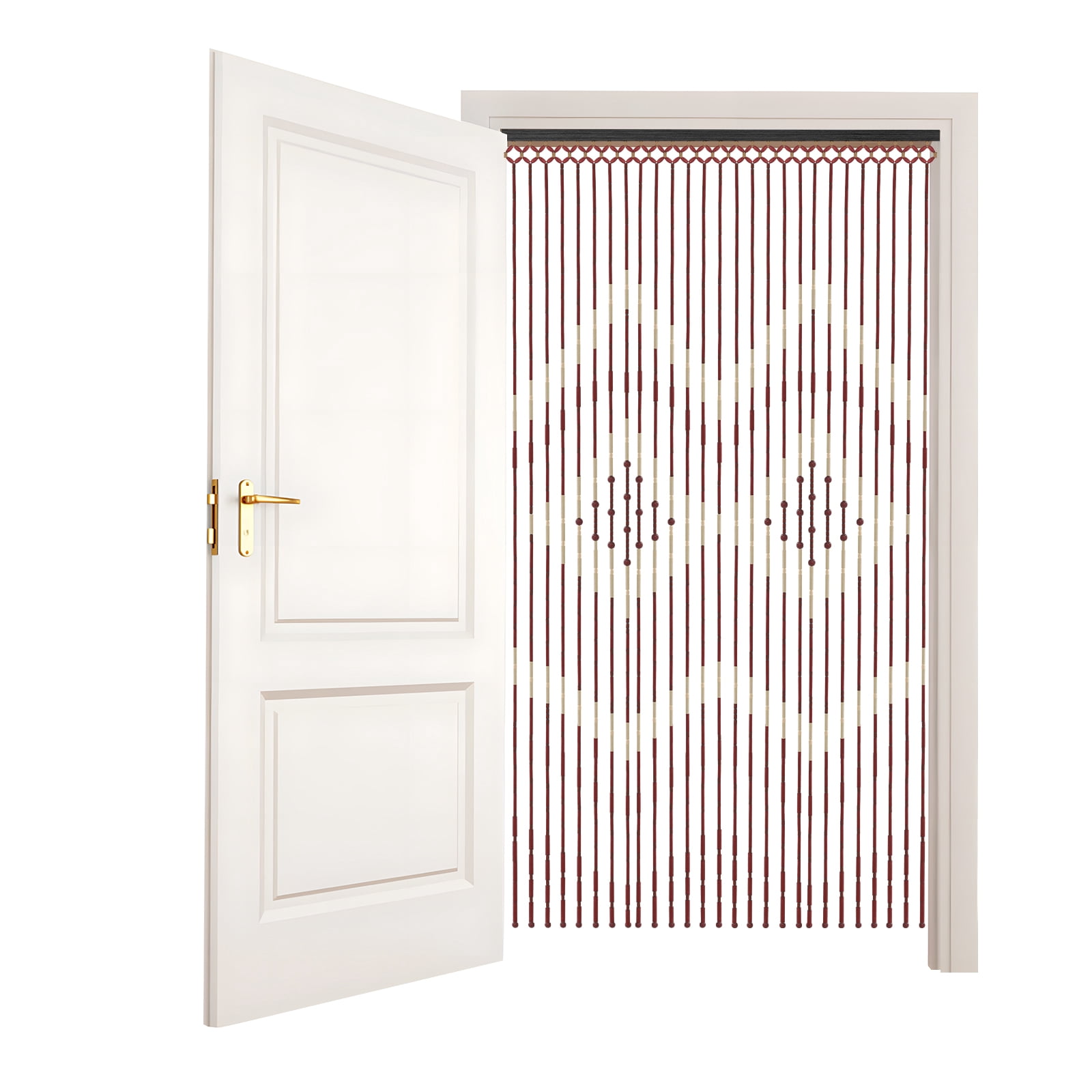Natural Wood Bamboo Beaded Curtain for Doorway Room Divider 27 Strands Used for Doors in Living Rooms, Balconies, Courtyards, Study Rooms