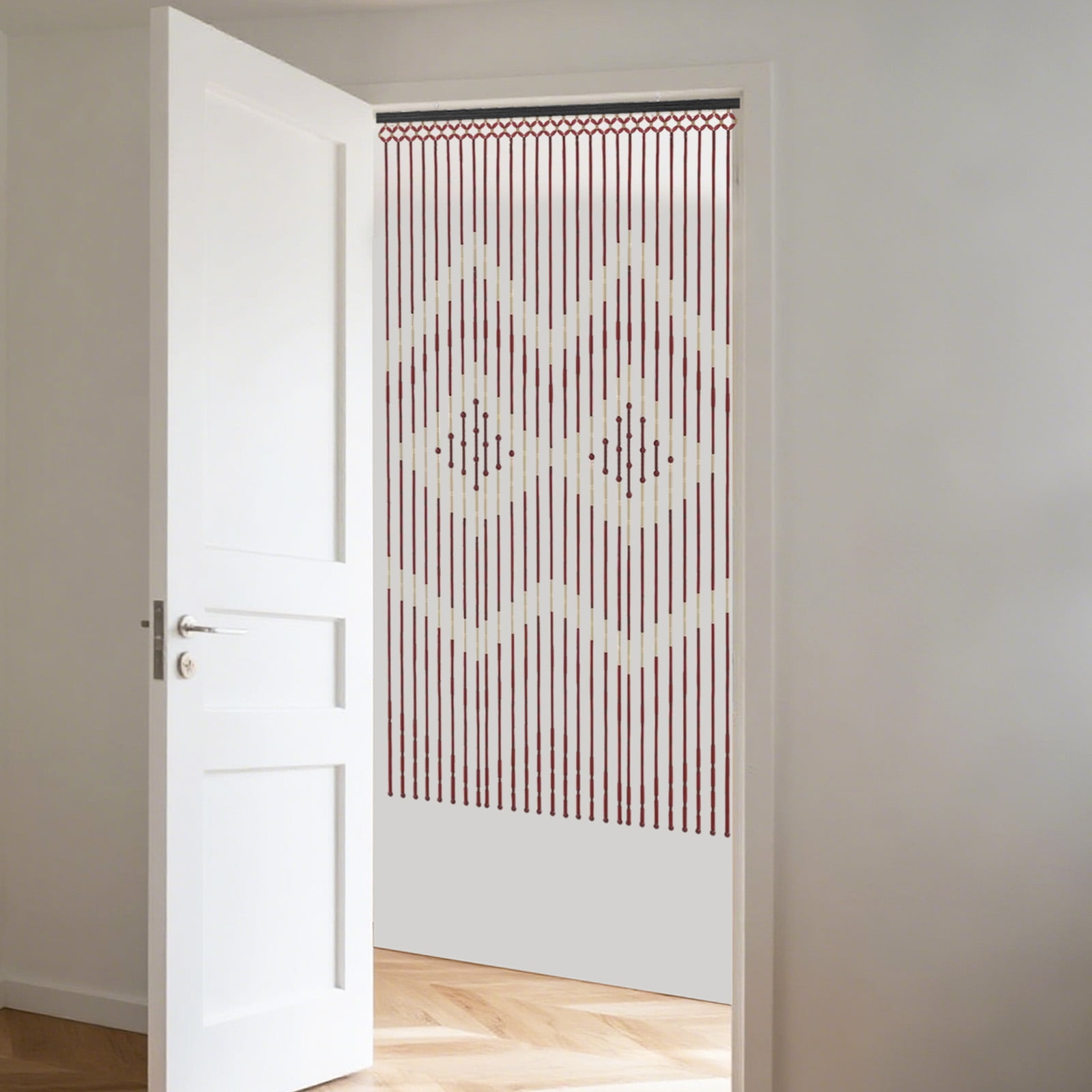 Natural Wood Bamboo Beaded Curtain for Doorway Room Divider 27 Strands