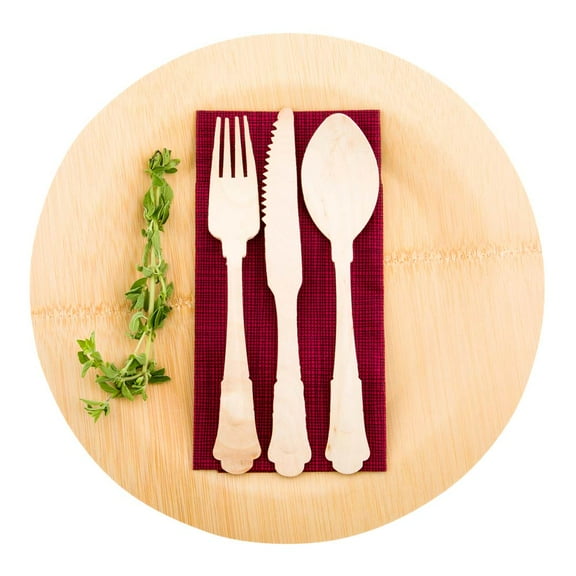 Natural Wood Baroque Spoon - 7 3/4" x 1 1/4" x 1/2" - 500 count box