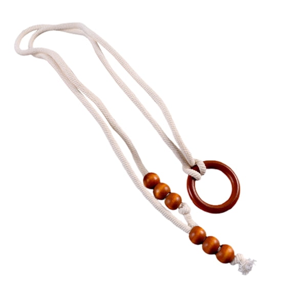 Natural Wood Bead Curtain Strap with Tassel Ring Decorative Holdbacks Living Room Curtain Tie Home Decor