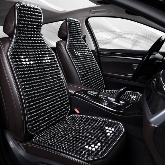 Natural Wood Beaded Car Seat Cushion Cover - Double Strung Massaging Comfortable Driver Seat Pad with High Ventilation, Universal Fit for Car, Truck, SUV to Reduce Back Sweat & Pain (1PC)