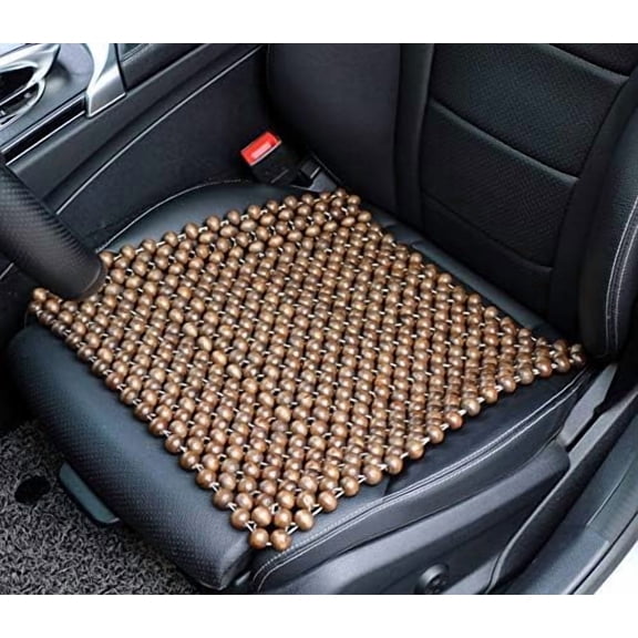 Natural Wood Beaded Seat Cover Pad Mat Comfy Cool Summer Massage Seat Cushion (Square) Medium Size for Car, Sedan,SUV Office Chair