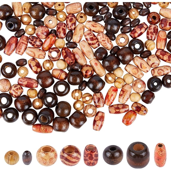 Natural Wood Beads Barrel & Round & Oval 8~15x5~12mm Hole: 2~4mm 100g/Bag