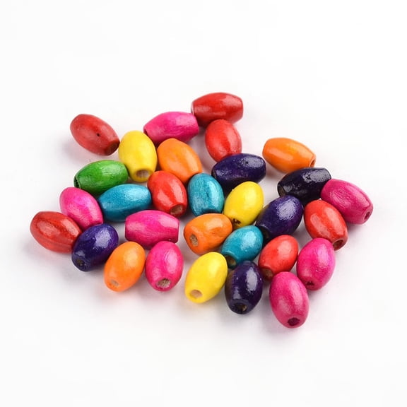 Natural Wood Beads Egg Shaped Rugby Wood Beads Mixed color Lead Free Dyed Barrel Mixed color 8x5mm Hole: 2mm about 12000pcs/1000g