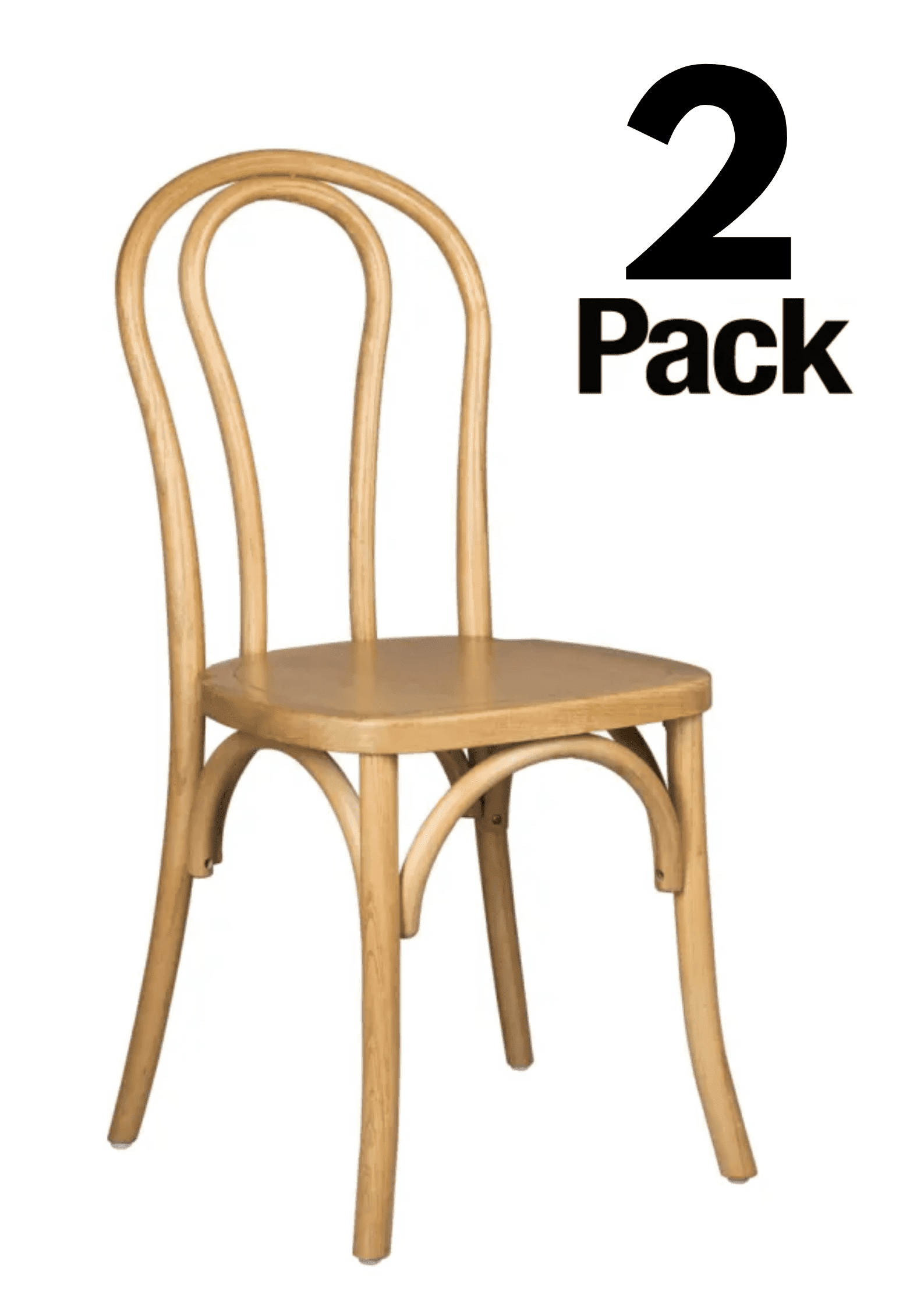 Natural Wood Bentwood Standard Square Seat Chair by Chivari, 2 Chair Bundle by Chivari