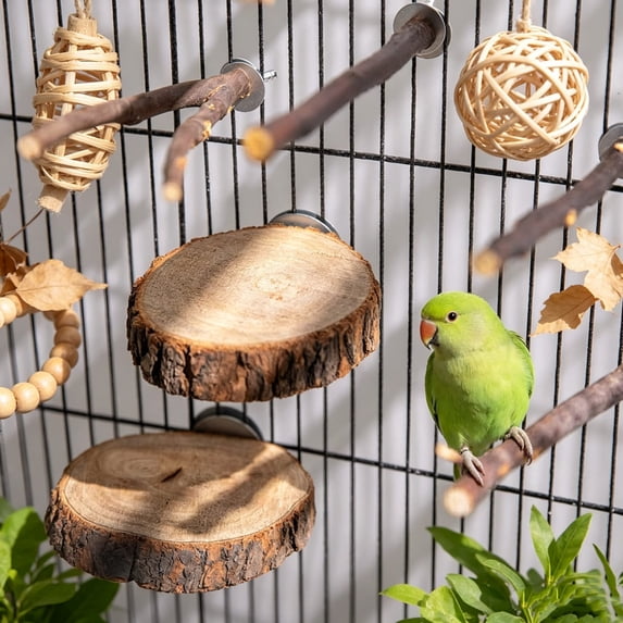 Natural Wood Bird Perch, Parrots Rest Stand Tree Branch for Bird Cage, Claw Grinding Stick for Small Birds Playground