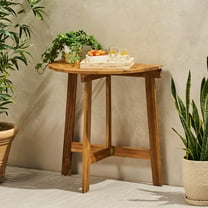 Natural Wood Bistro Table, Foldable And Space Saving Design Half-round Table Made From Wood, Foldable,