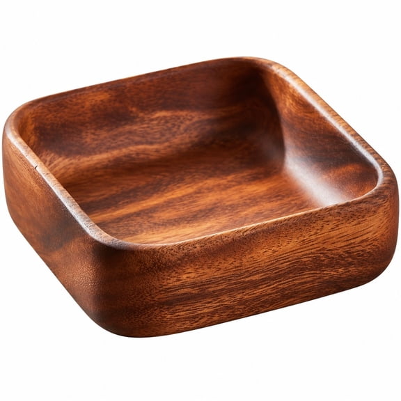 Natural Wood Bowl, 12.5cm Square Wooden Serving Dish, Rustic Decorative Tray for Snacks, Candy, Jewelry, Keys and Home Decor