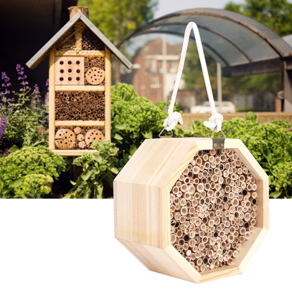 Triangular Bug House Natural Wood Bug House For Outdoor Gardens, Bee Nesting Hotel, Easy ...